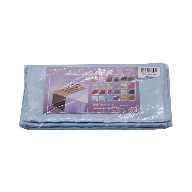 Welmatch Light Blue Satin Table Runners - 5 pcs Wedding Banquet Party Event Decoration Table Runners (Light Blue, 5) - Image 4